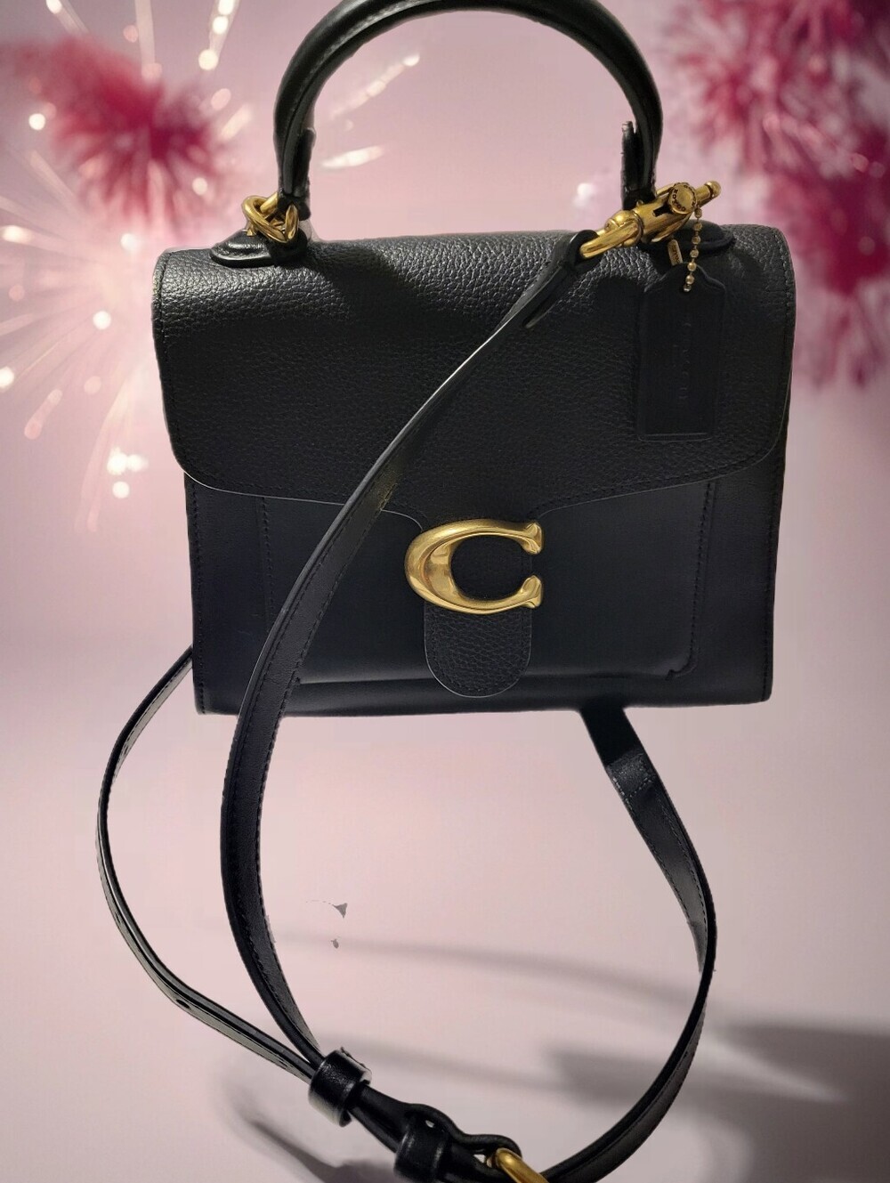Coach TABBY TOP HANDLE 20. Black Polished Leather. - Picture 3 of 15